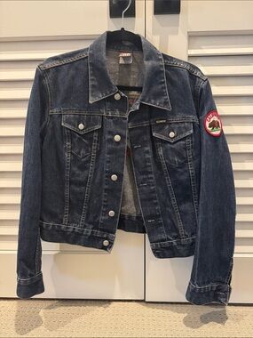 Diesel Dark Blue Denim Jean Jacket with Red Patch